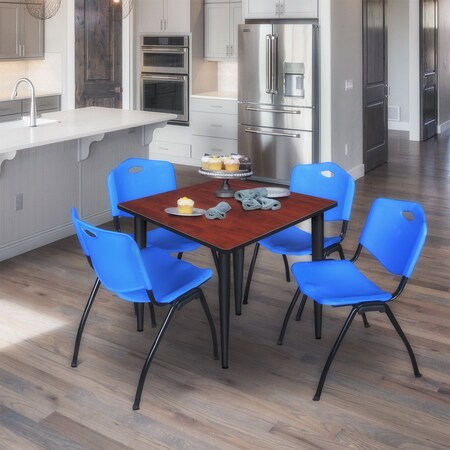 Regency Kahlo Square Table & Chair Sets, 48 W, 48 L, 29 H, Wood, Metal, Plastic Top, Cherry TPL4848CHBK47BE